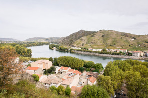 Randonnée des coteaux – Côté Tournon, vue sur le confluent du Doux avec le Rhône