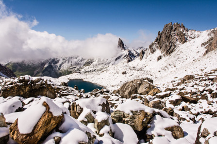 Randonnée du lac Presset – Montée vers le col du Grand Fond – Lac de Presset, refuge et Pierra Menta