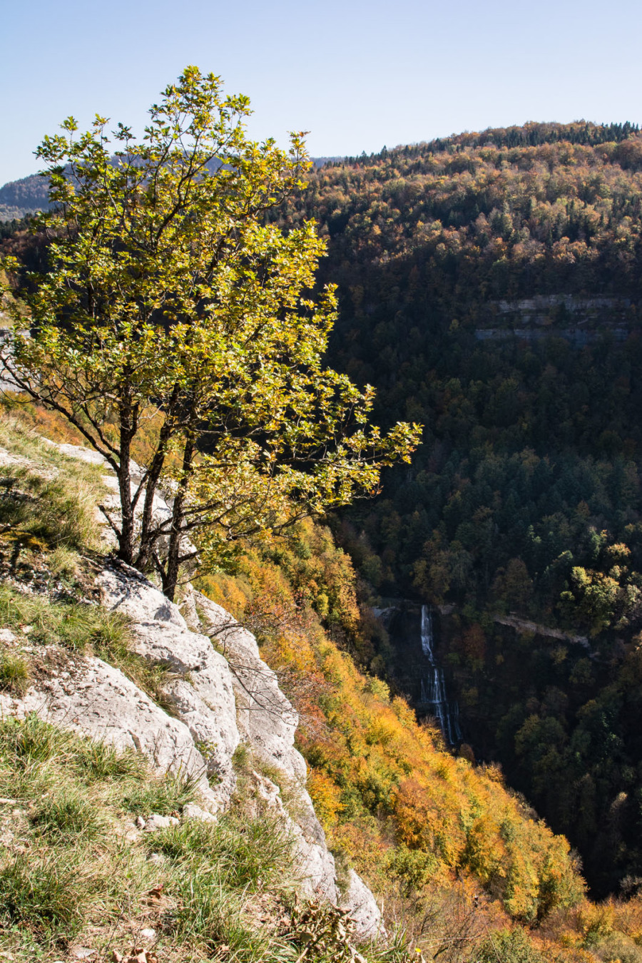 Cascade de l'Eventail depuis le belvédère de l'Eventail