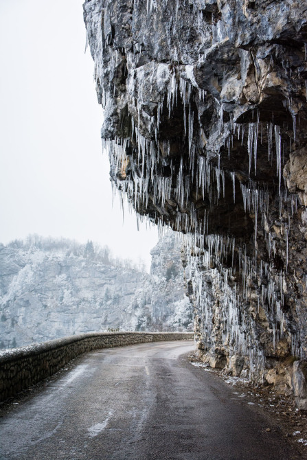 Route de Combe Laval en hiver